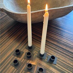 Set of 8 Modern Black Metal Mini Taper Candle Holders